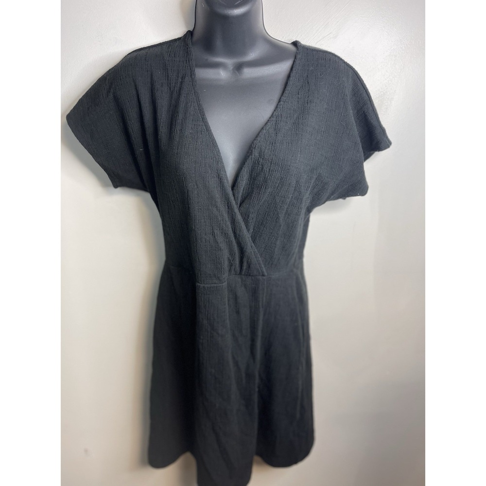 Madewell Women's Vneck Short Sleeve Mini Dress Black Size Small *flaw
